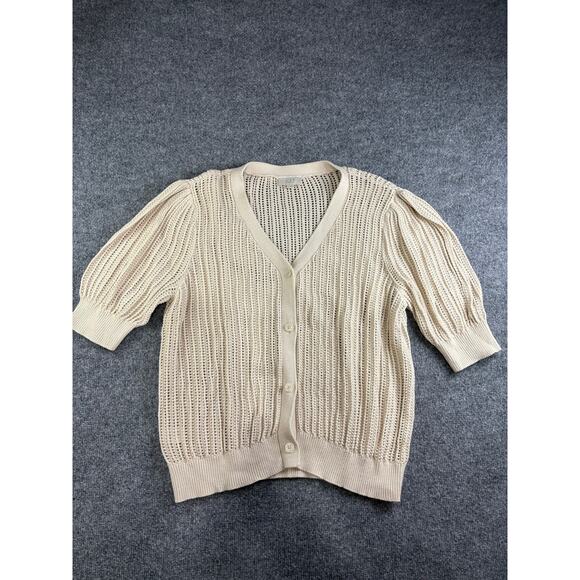 LOFT 100% Cotton Open Knit Short sleeved cardigan. Size XL - Picture 1 of 5